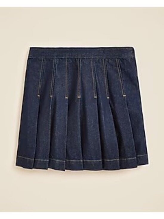 J.Crew Dresses & Skirts - J Crew NWOT Dark Denim Pleated Skirt With Contrast Stitch Size 0P